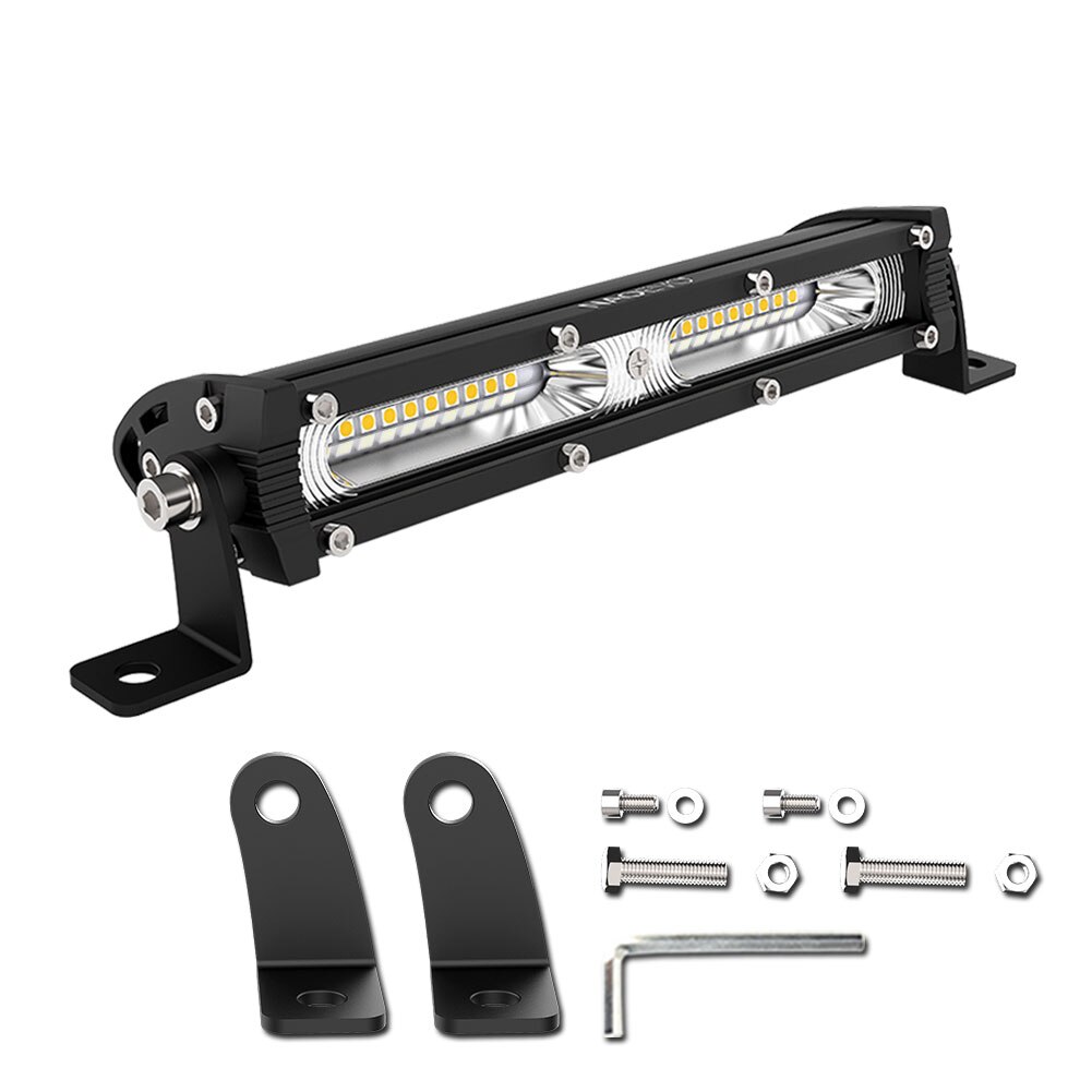 NAO 7&quot; 13&quot; 20&quot; inch 120W 180W Ultra Slim Barra LED Bar Light 12V 24V Flood Single Row Work Lamp For Jeep Truck SUV 4X4 Offroad: 7INCH-White