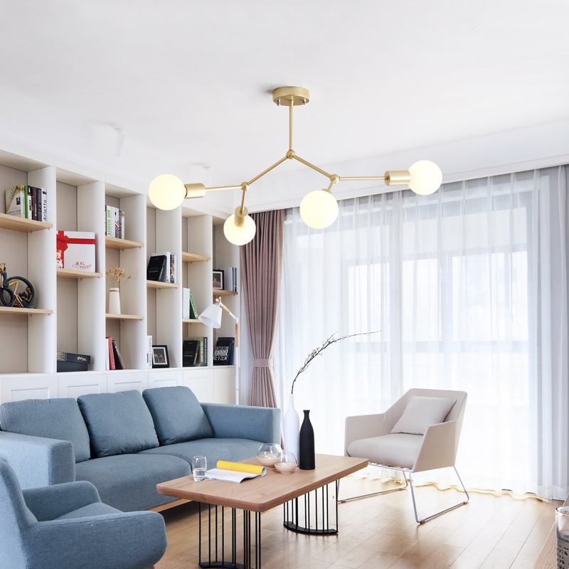 Nordisk ledet-taklampe innendørs hengelampe til soverom, spisestue  e27 , arbeidsrom, kjøkken, tregrener, interiør, lysekrone