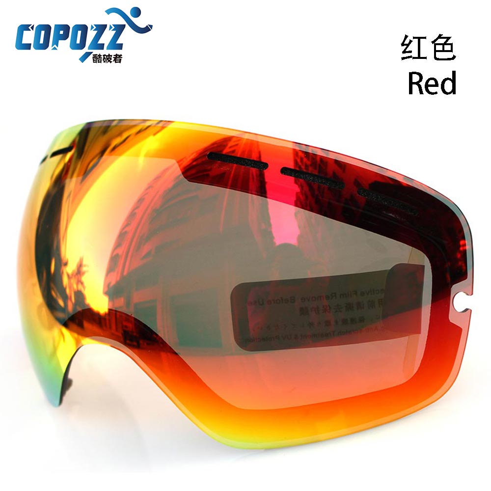 Anti-tåge snescooterski til copozz gog -201 uv400 store sfæriske ski snowboardbriller beskyttelsesbriller briller: Rød