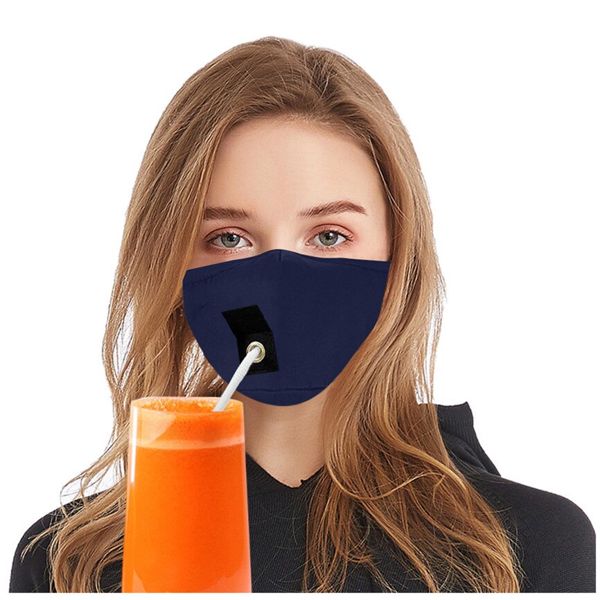 Adult Protect Dustproof Cotton Face Drinking with Hole for Straw Breathable washable straw cloth For Faces Protection: NY