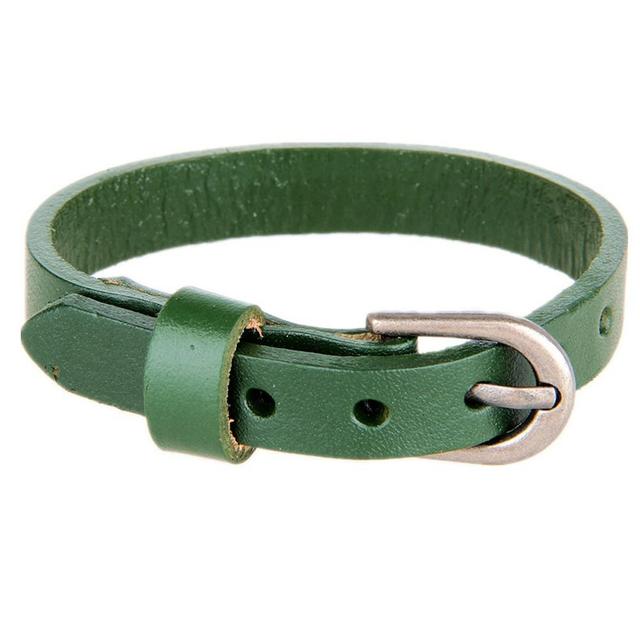 Korea Simple Wrist Strap Belt Buckle Leather Bracelet: green
