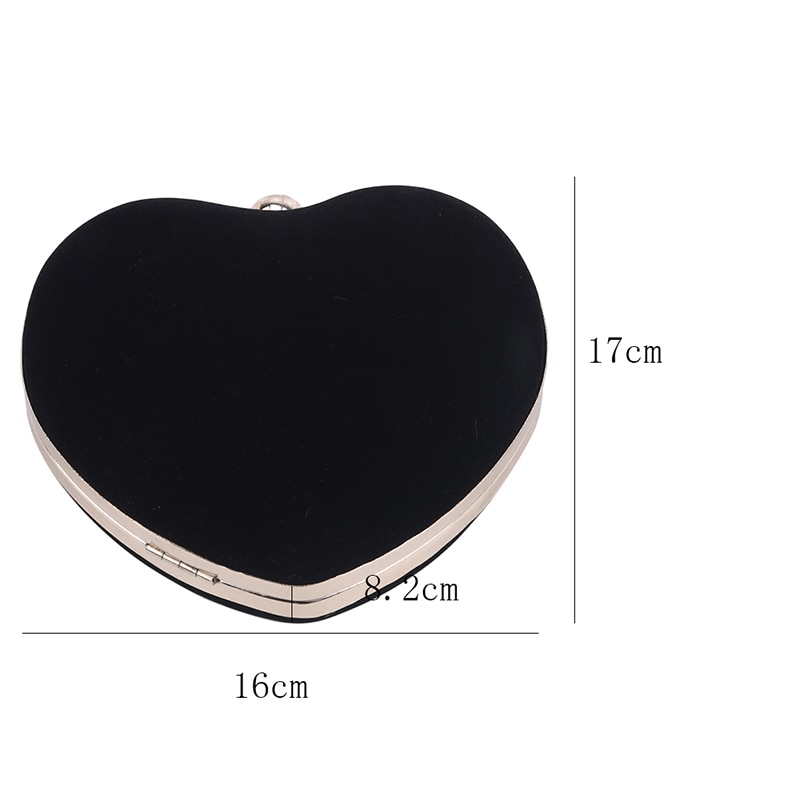 Heart Shaped Diamonds Women Evening Bags Chain Shoulder Purse Day Clutches Evening Bags For Party Wedding