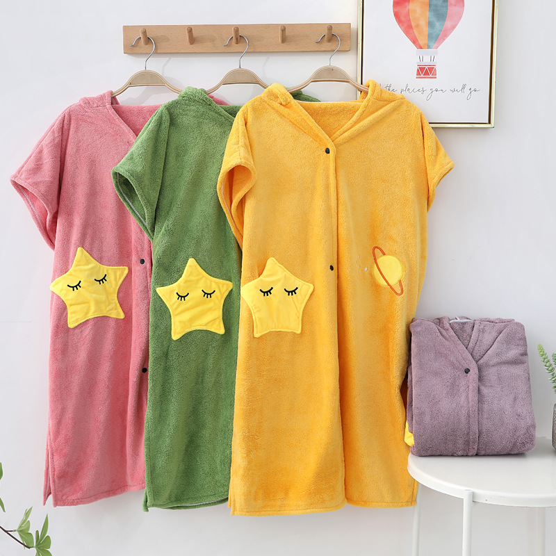 Albornoz de microfibra suave para mujer, Toalla de baño femenina para adultos, Textiles para el hogar, toallas de baño y Sauna