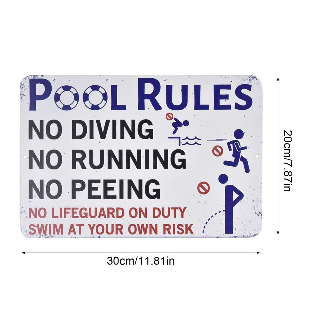 30*20cm Aluminum Alloy Swimming Pool Decoration Sign Warning Rules Sign Outdoor Summer Decoration Pendant Accessories Supplies: A