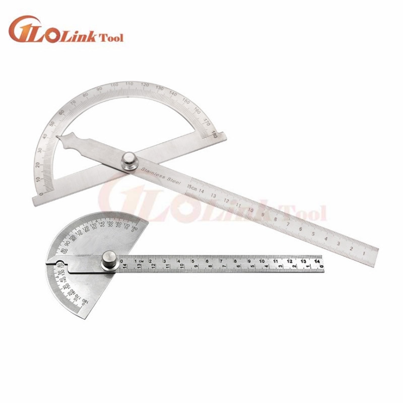 150mm 300mm de aço inoxidável 180 graus ângulo transferidor localizador régua medição rotativa ferramenta machinista artesão régua goniômetro