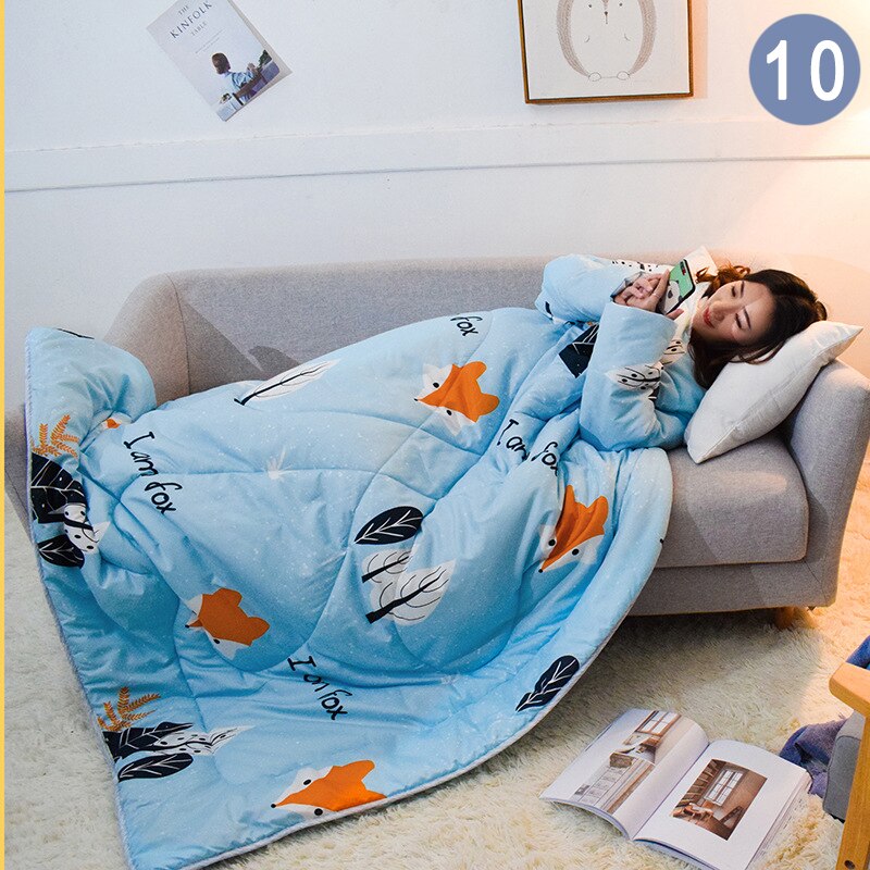Doven quilt med ærmer varmt tykkere tæppe multifunktion blødt til hjemmet sovesal vinter lur doven artefakt praktisk: 10