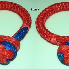 2PACK 10mm*120mm Red with Blue Soft Shackles Rope,Recovery Synthetic Shackle for ATV UTV