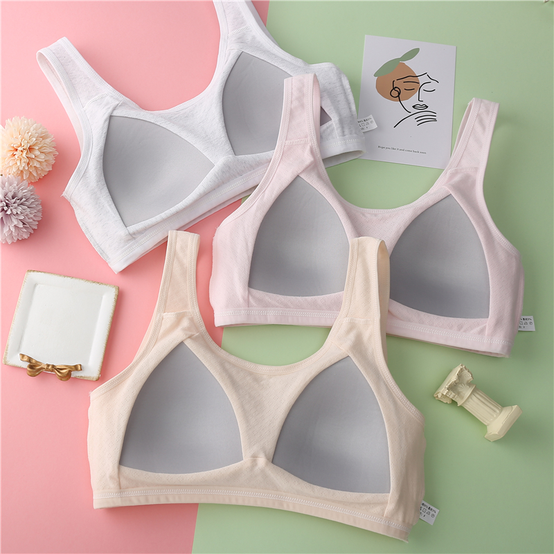 Cotton Girls Sports Training Bras Breathable Soft Kids Cute Underwear For Young Student 8-16Y Padded Brassiere Children Clothing