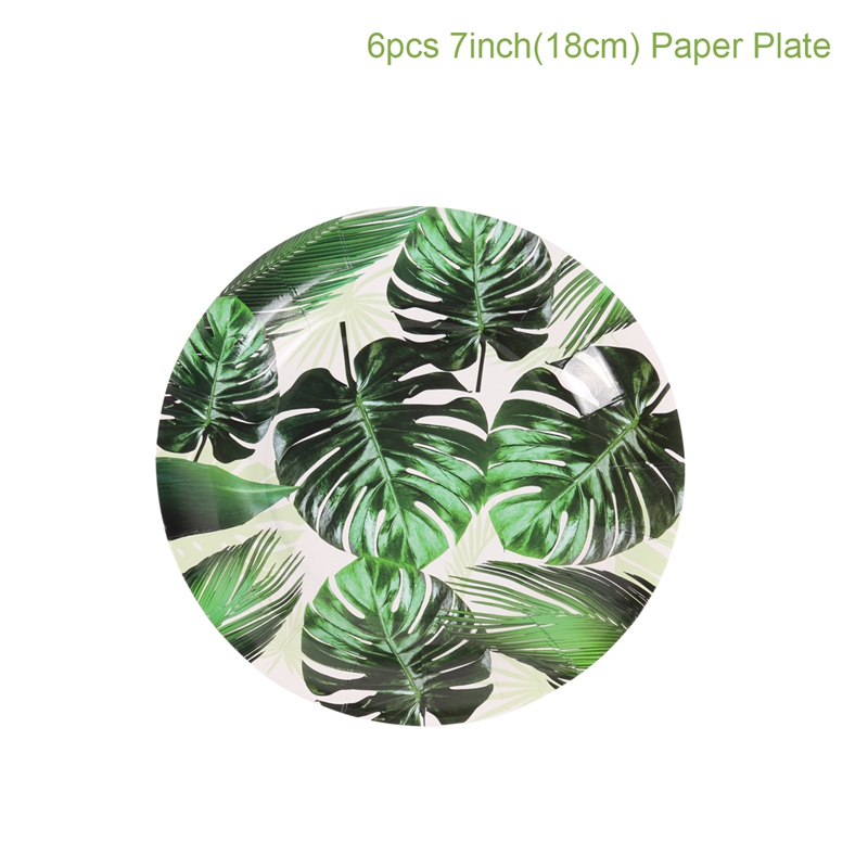 Huiran hawaii skildpadde blad engangsservice sommer tropisk fødselsdagsfest dekor creen papir plader kopper hawaii festartikler: 6 stk papirplade