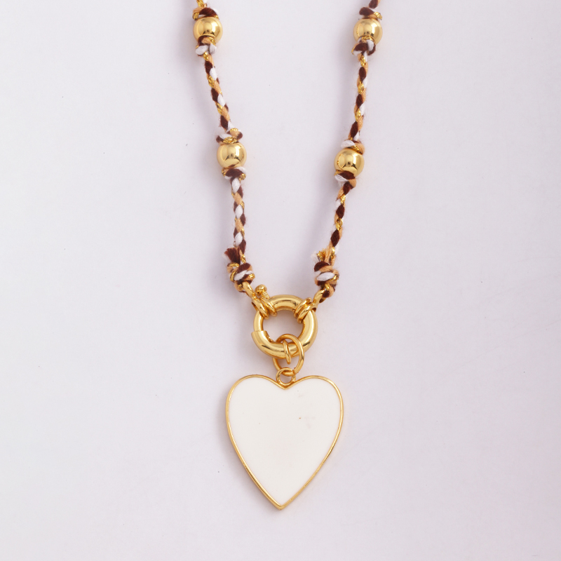Cordón de algodón natural estilo bohemio, joyería con cuentas anudadas largas, amuleto de suéter de cuerda trenzada colorida, suministros de para de verano y playa: Color dorado