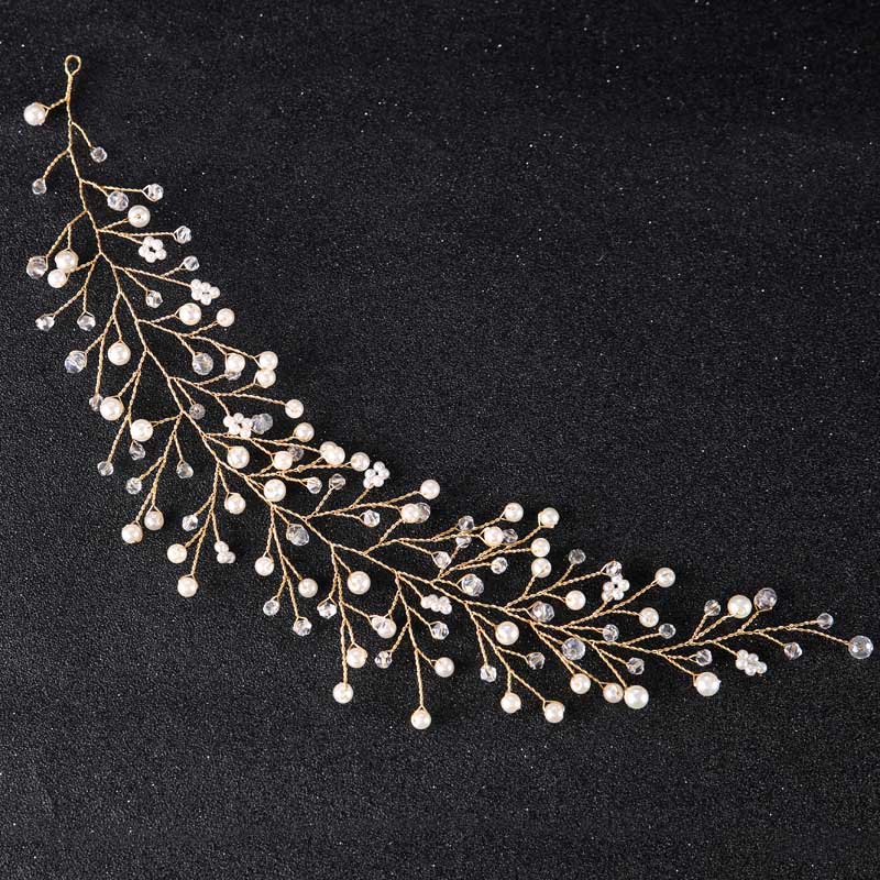 Hair Bands Pearl Wedding Hair Ornament Rhinestone Flower Women Bridal Head Decoration Handmade Crystal Hair Jewelry: A015