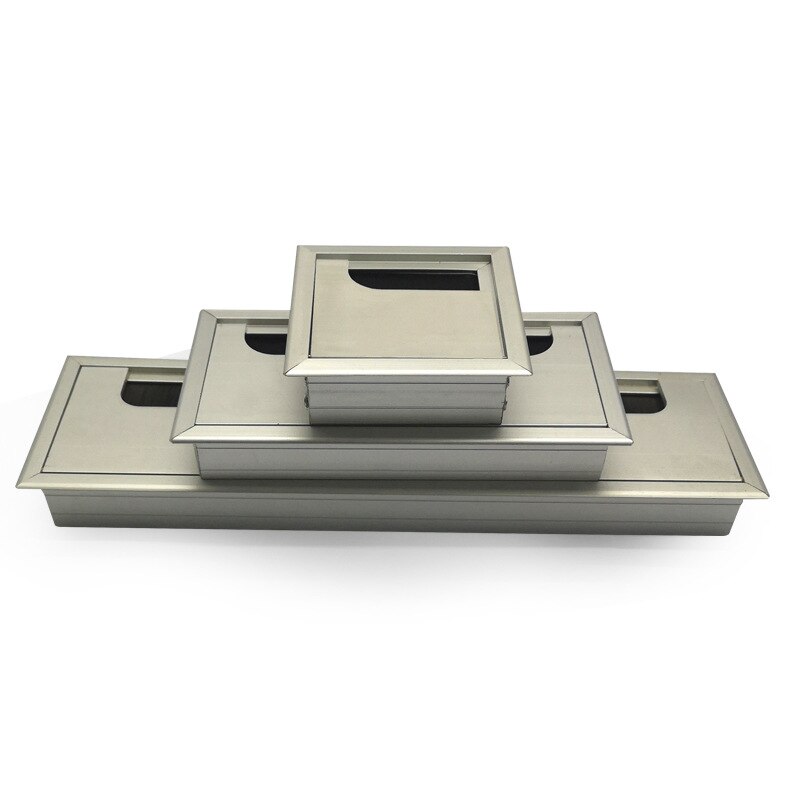 Square Metal Computer Desk Wire Hole Decorative Cover Desk Outlet Aluminum Alloy Embedded Socket Line Hole Cover Grommet Desk