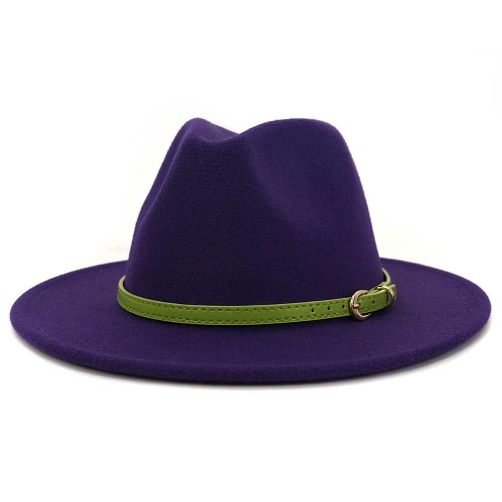 FS – Chapeau Fedora en feutre de laine pour homme et Femme, casquette à large bord, Vintage, Trilby Jazz, pour Couple, collection hiver et automne: Violet