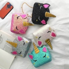 Neue Pailletten Einhorn Kleine Geldbörse Frauen Nette Kette Tasche Mädchen Sommer Tasche Brieftasche