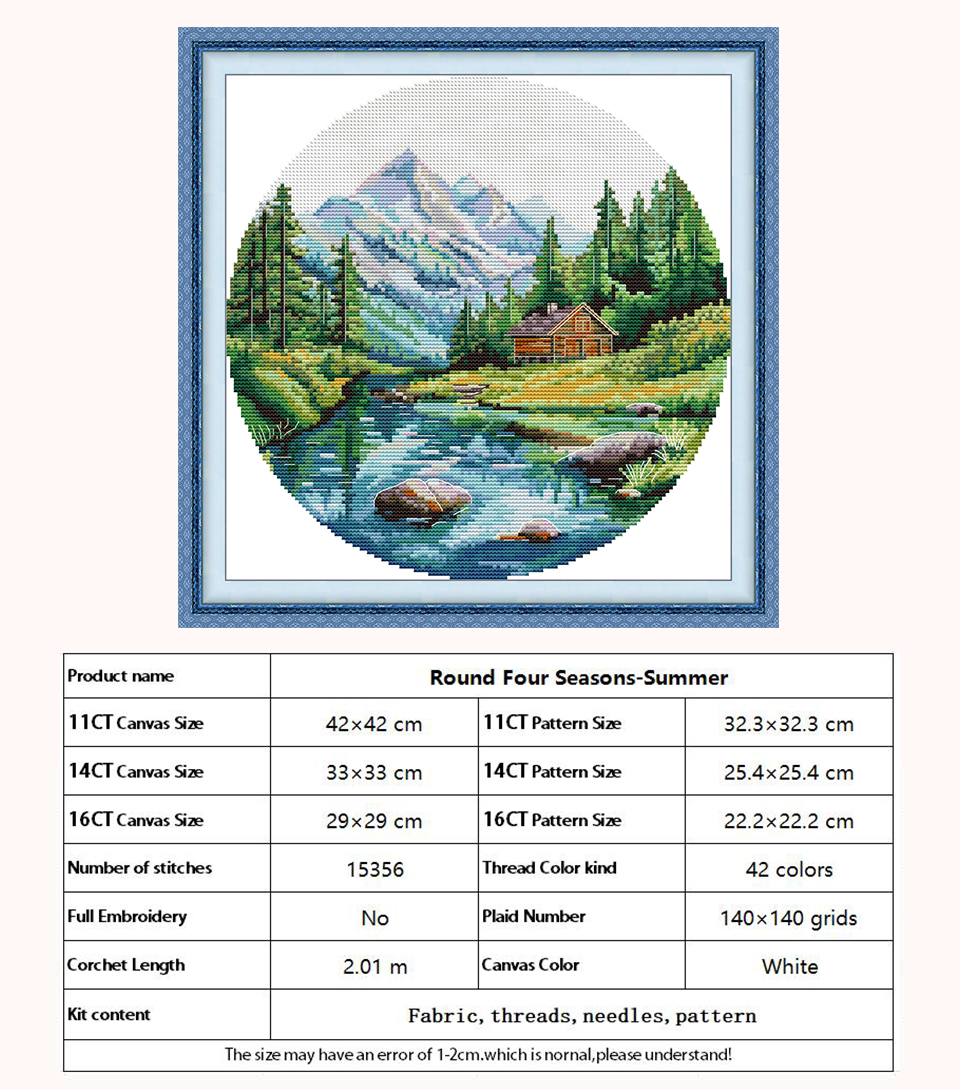 Four seasons pattern counted cross stitch kit diy 11ct 14ct 16ct stamped dmc cross stitch kit embroidery handicrafts: Yellow / 14ct
