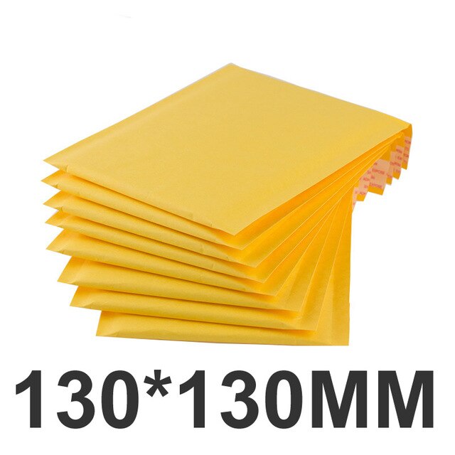 50 PCS/Lot Kraft Paper Bubble Envelopes Bags Padded Mailers Envelope With Bubble Mailing Bag: 130x130mm