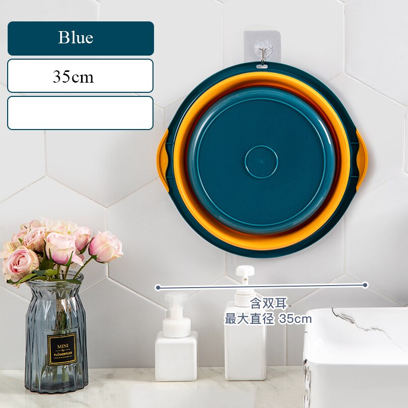39cm pliable en plastique et Portable bassins lavabos pliant buanderie baignoire salle de bains cuisine accessoires voyage pliant lavabo: 35cm dark blue