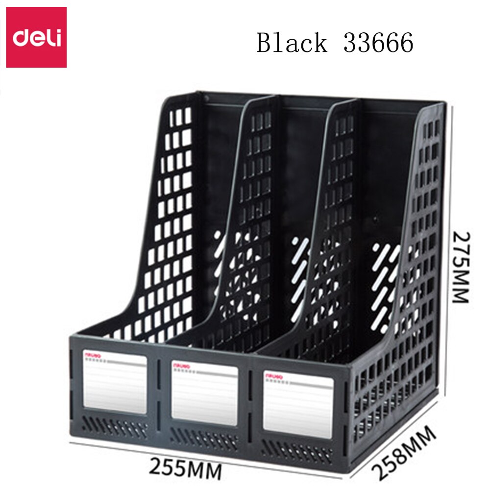 Deli Large Capacity Thickened Folder Storage Box Pen Holder Multi-layer File Rack Book Stand Office Supplies File Storage Basket: Black 33666