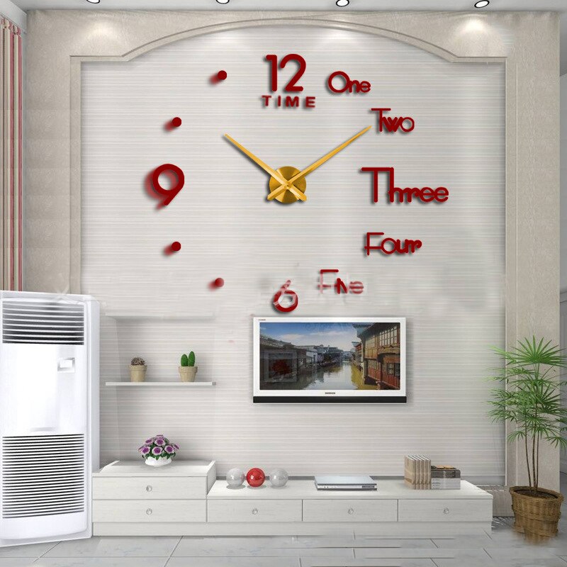 Numbers Plus Letters Diy Acrylic Mirror Wall Clock Europe 3d Large Quartz Watch Still Life Living Room Home Decor Stick