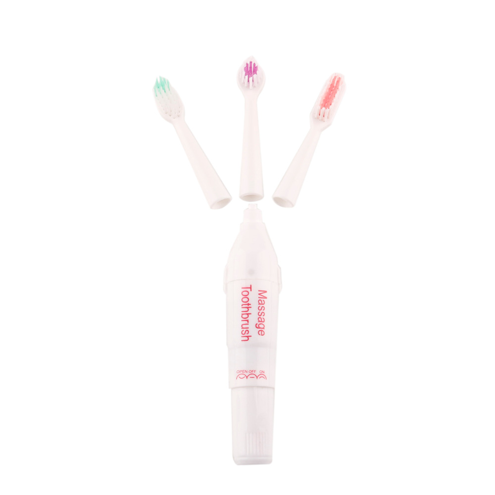 1Pcs Battery Operated Electric Toothbrush with 3 Brush Heads Oral Hygiene Health Products No Rechargeable Tooth Brush