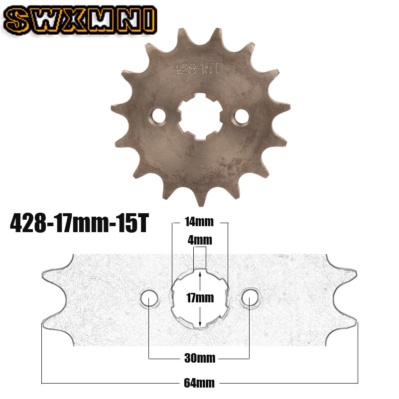 428# 15T Teeth Front Engine 17mm 20mm Chain Sprocket With Retainer Plate Locker for Dirt Pit Bike ATV Quad Go Kart Moped Buggy