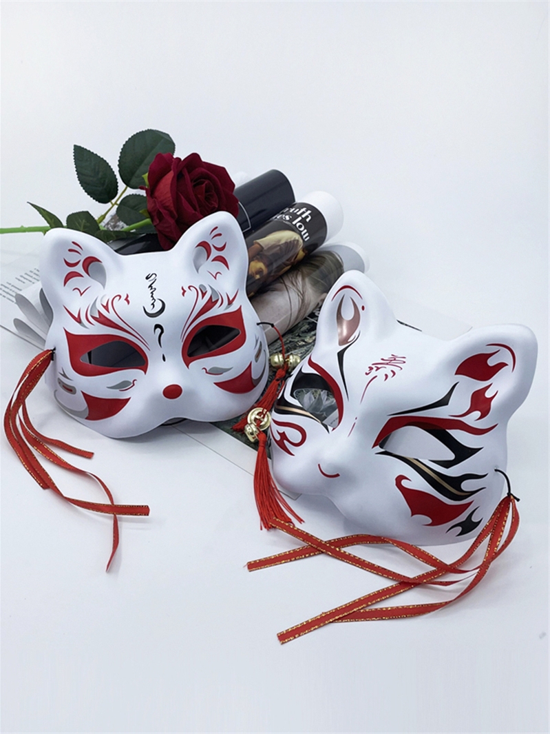 Japanese Hefeng Mask Half Face Women&#39;s Hand Painted Masquerade Dance Hanfu Accessories