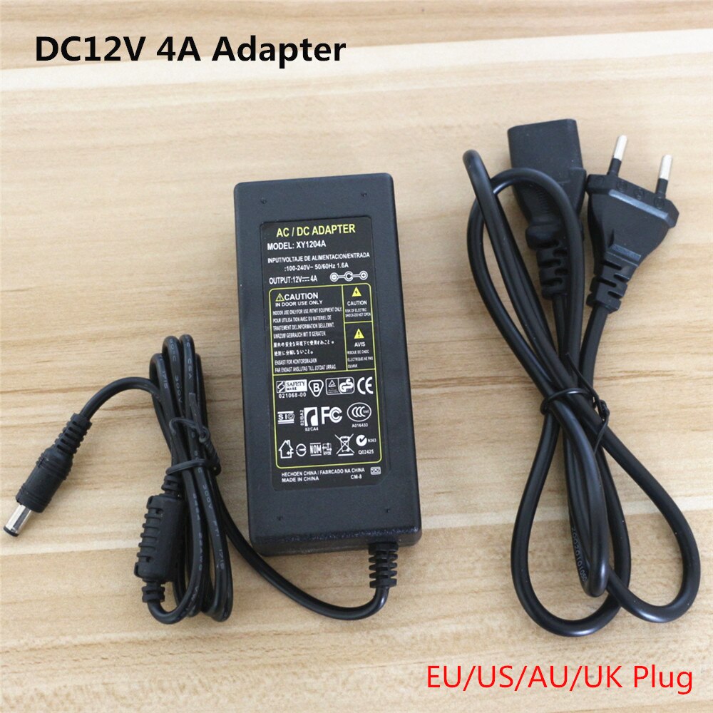 Brand AC 100-240V to DC 12V 4A 48W Power Supply Adapter AU/EU/US/UK Plug Cord Cable Charger Socket