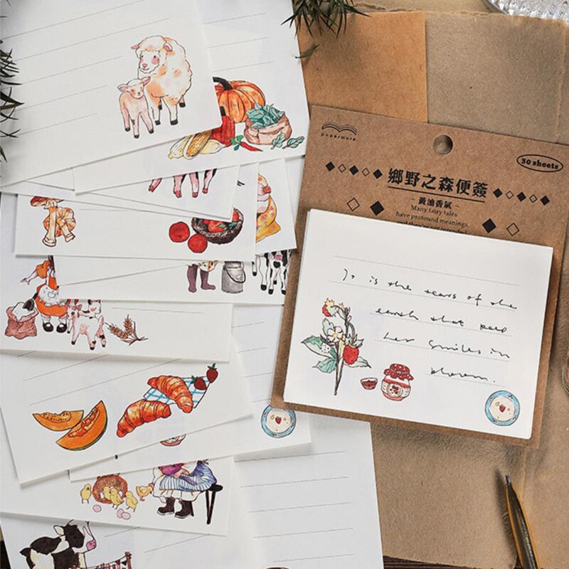 30 Pages /Pack Retro Paper Memos Country Forest Series Simple Memo Pads Message Bacis Material Paper