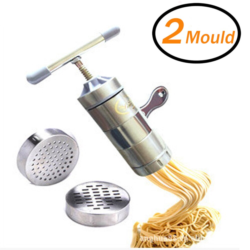 ZLCA Noodle Maker Stainless Steel Portable Household Manual Making Pasta Pressing Machine Kitchen Tools Hollow Noodle Cook Sets: 2 mold