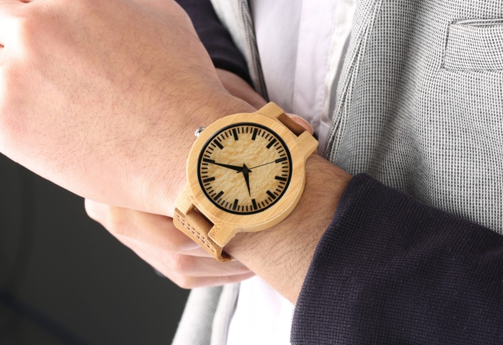 Houten horloge heren leren band natire lichtgewicht bamboe polshorloge eenvoudig quartz sport heren houten horloges