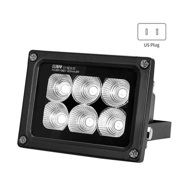 Sovol Uv-härtung Flutlicht/Scheinwerfer LED Harz Aushärtung Lampe 6W 405nm UV Harz Ausgang Wirkung Schnelle Aushärtung für SLA DLP 3D Drucker: Scheinwerfer uns Stecker