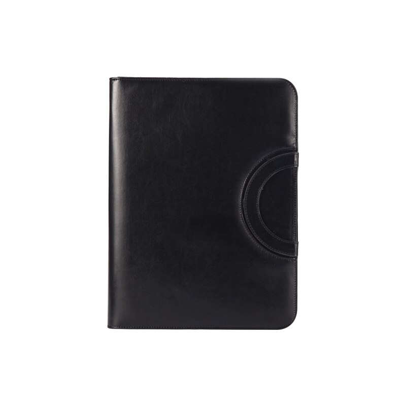 A4 multifunctional zipper file holder PU Leather Portable Manager folder Organizer Manager Clip Writing Pads Office Supplies: Black