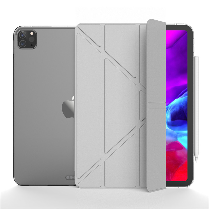 Para Apple IPad Pro 12 9 Funda ultrafina de cuero PU Funda inteligente suave Funda para IPad Pro 12,9 Funda 4ta generación: gray / Pro 11 2020 2018