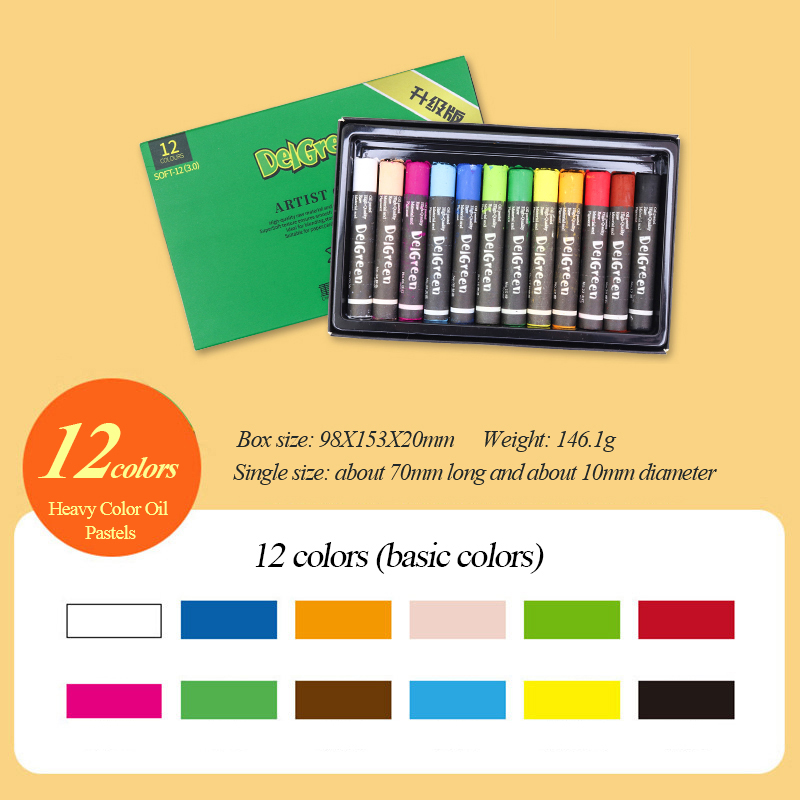 Delgreen Weiche Öl Pastell/Kreide/Stock 12/24/36/60 Farbe Schwere-farbe/Mini/Erweiterte-Grau Malerei Graffiti Kreide Künstler Studenten: Sanft-12Farben