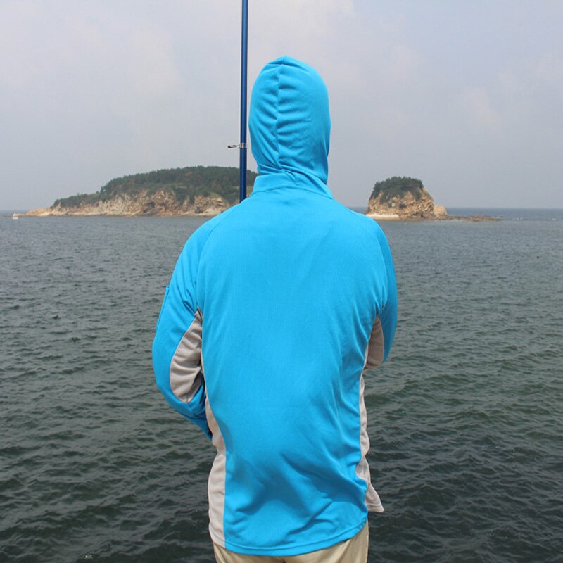 TRVLWEGO-Camiseta de manga larga para hombre, camisa de secado rápido con protección UV, azul claro, para escalada, senderismo, pesca, ropa para exteriores