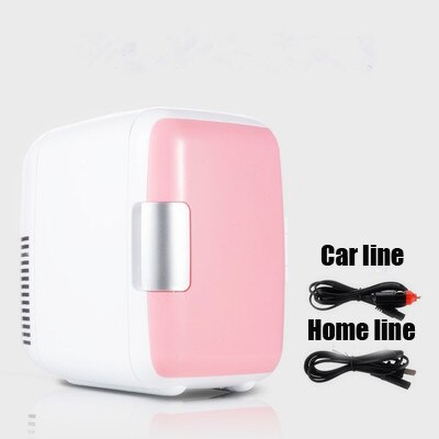 Duplo-uso 4l casa uso do carro frigoríficos ultra silencioso carro de baixo nível de ruído mini frigoríficos freezer refrigeração caixa de aquecimento refrigerador legal: Pink / EUA