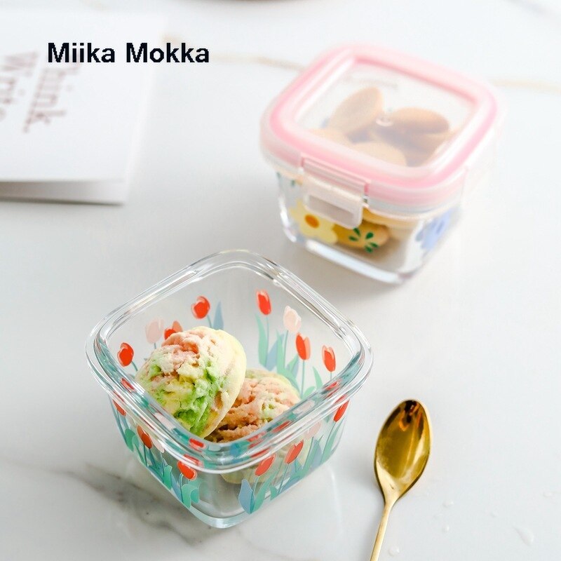 Japanse Stijl Transparant Glas Salade Kommen Met Deksels Container Dispenser Cake Fruitschaal Dessert Snack Kom Keuken Organizer