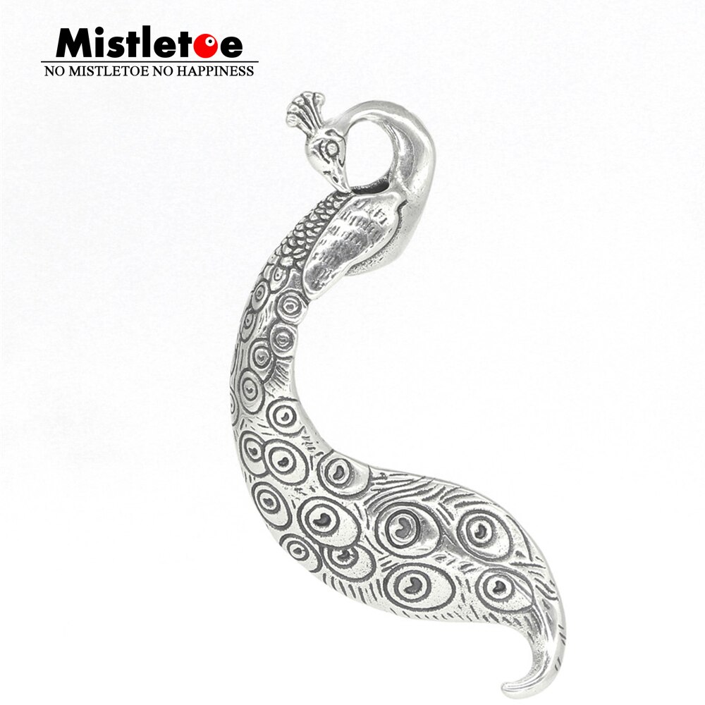 Maretak 925 Sterling Zilver Enchanted Pauw Hanger Charm Fit Europese Toll 3.0 Mm Sieraden Zonder Ketting