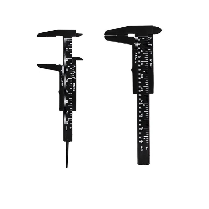 1 ud. Calibrador Vernier negro blanco azul naranja 80mm 3 en regla métrica de doble escala herramienta de medida de plástico: Black