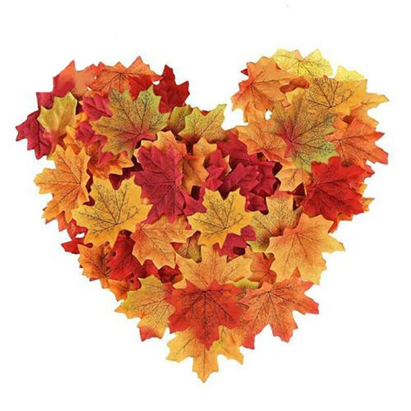 100 Pieces Of Maple Leaf Artificial Leaves Simulation Decorative Fall Leaves For Home Wedding Party Halloween Decoration