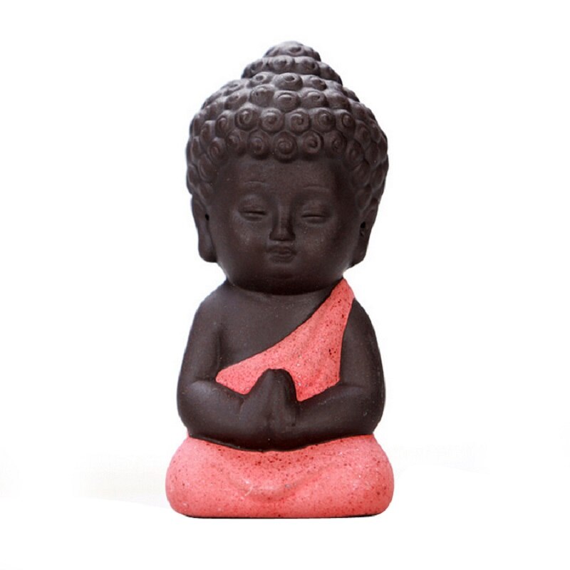 Statues de bouddha en argile | Petites Statues de bouddhisme, Litlle méditation moine Miniature artisanat, Mini moines bouddhisme chinois Zen, 4.9x9.5CM: 3