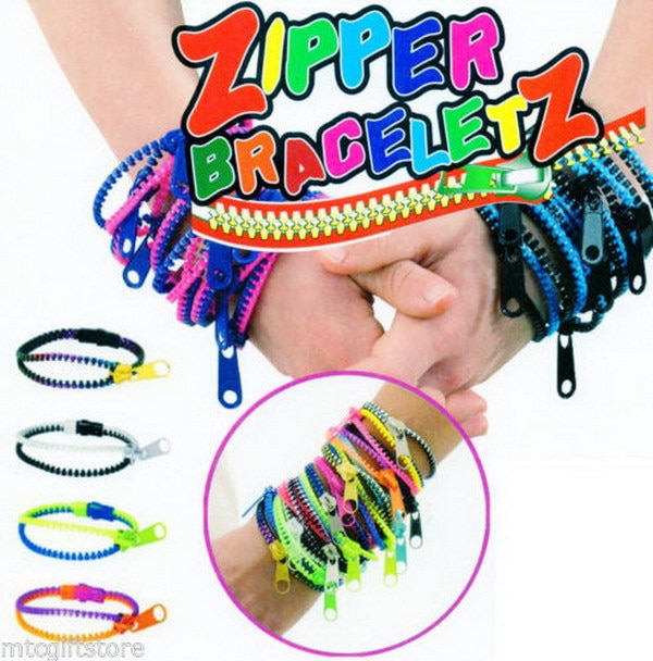 Gratis ePacket 100 stks/partij Mix vele kleuren Unisex Acryl Rock Punk Zipper Zip Shaped Enkelband Bangle Armband Gemengde kleuren