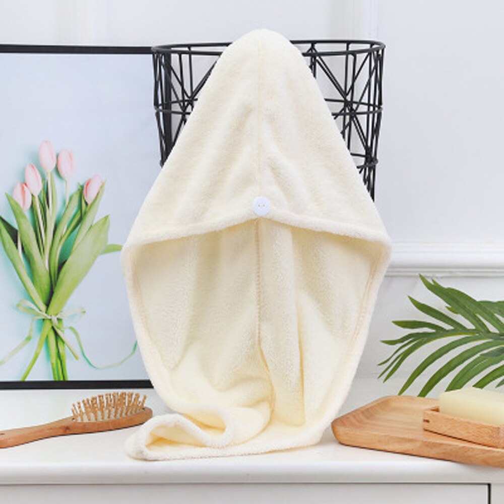 2 stuks koraal fleece effen dames droog haar mutsen dames absorberend snel drogend lang haar absorberende handdoek verpakking tulband douchemuts: Wit
