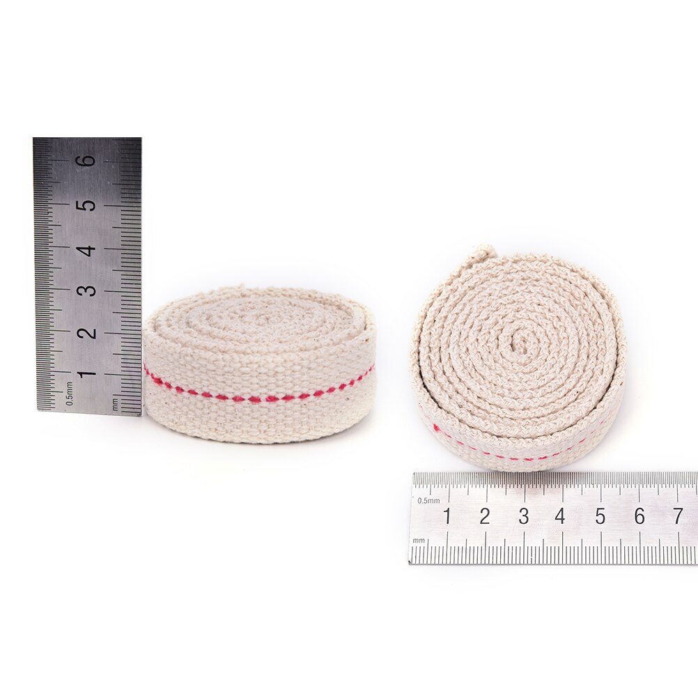 Olielamplonten, 1,2cm Totale Lengte 3m Platte Katoenen Olielamplonten Platte Katoenen Lont voor Paraffineolie Olielampen met Rode Steek voor Petroleumparaffinelamp(Wit