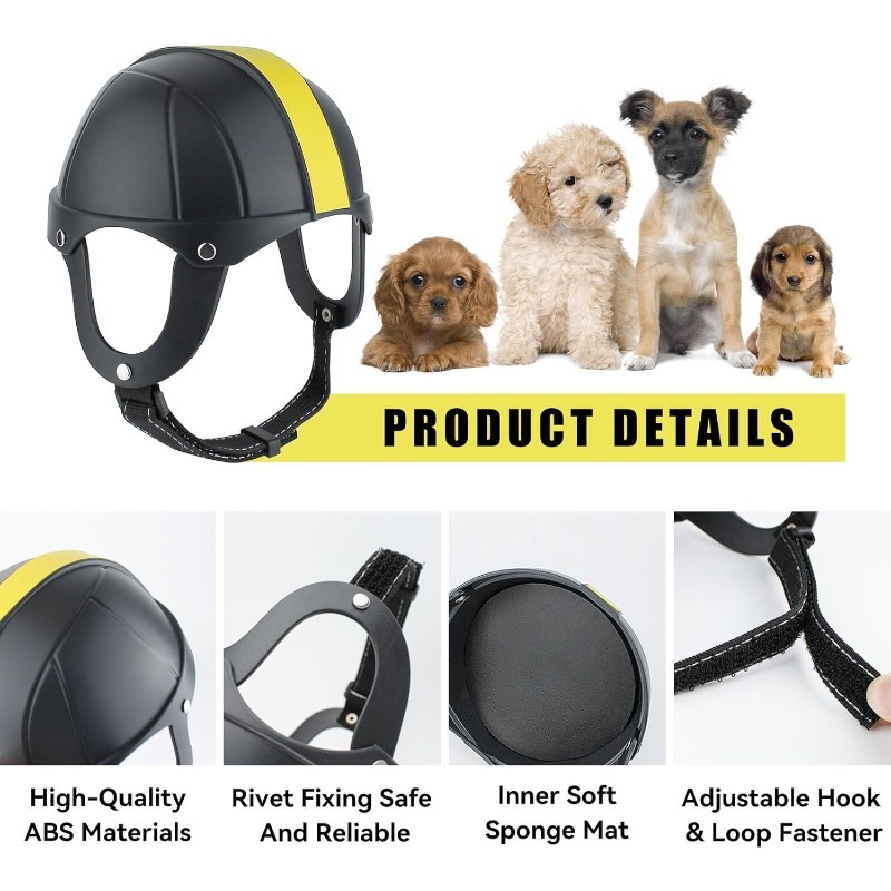 Kask Ochronny dla Psów i Kotów LETVIA na wolnym powietrzu, Modny Kask rugby dla Psa z Otworami na Uszy, Kask Motocyklowy dla Małych Psów robić Jazdy na Rowerze na Zewnątrz
