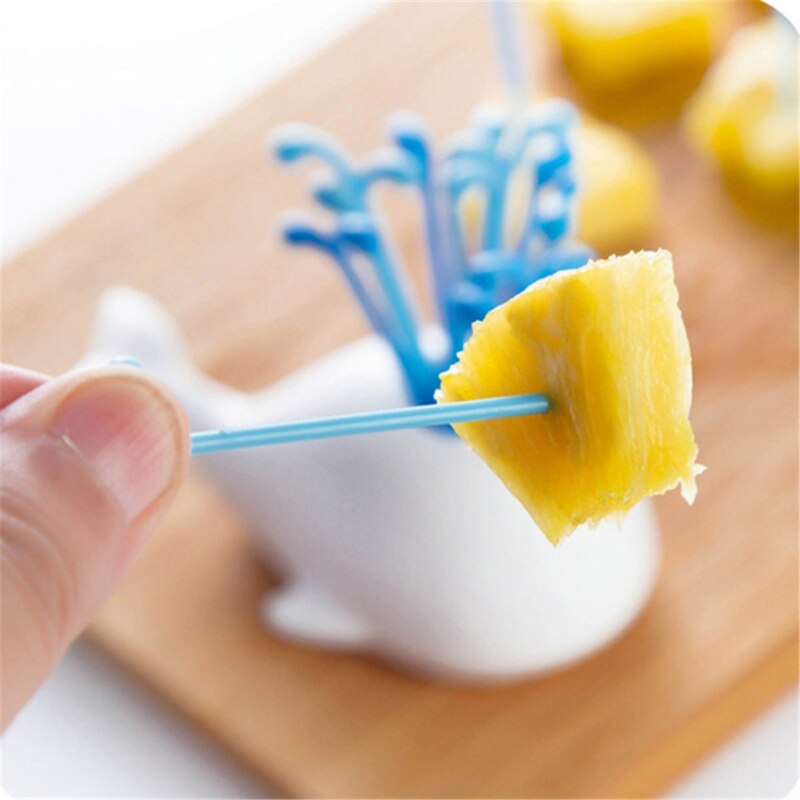 Blanc baleine fontaine fruits fourchette ensemble Animal baleine fruits signe petite fourchette