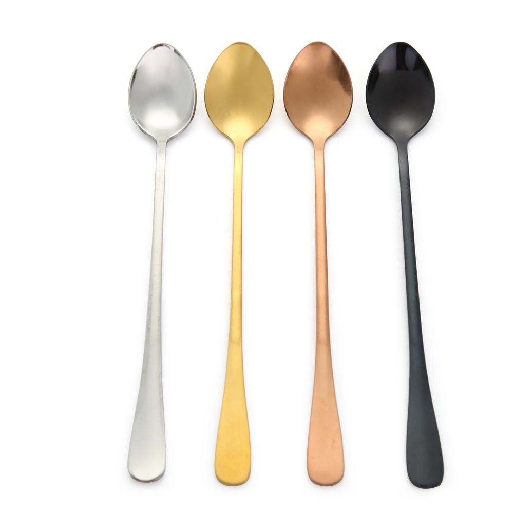 1Pc Stainless Steel Coffee Spoon Long Handle Milk Tea Coffee Stirring Scoop Dessert Cafe Mixing Kitchen Gadgets