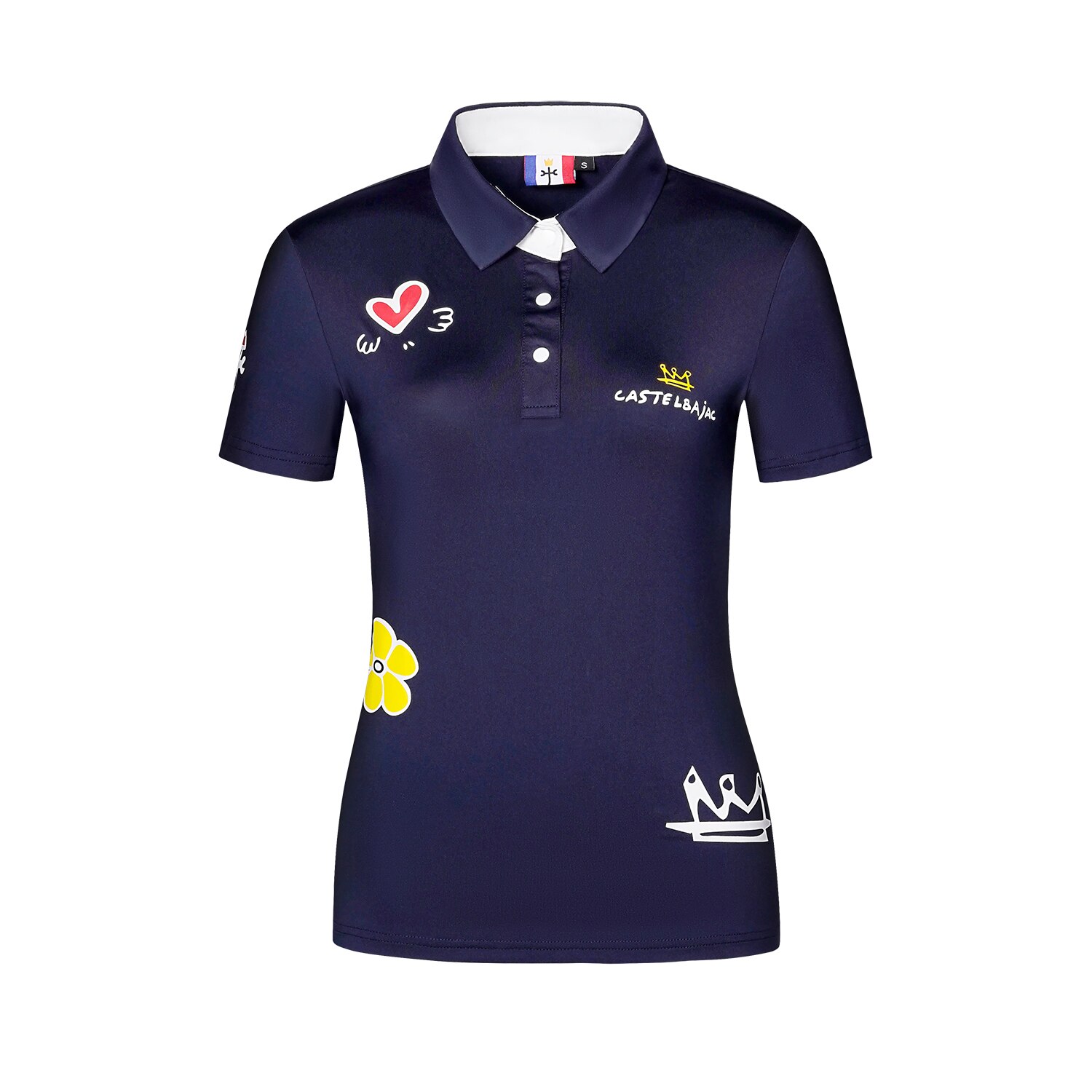 Polo de manga corta para mujer, Camiseta deportiva elástica de secado rápido, camiseta de mujer