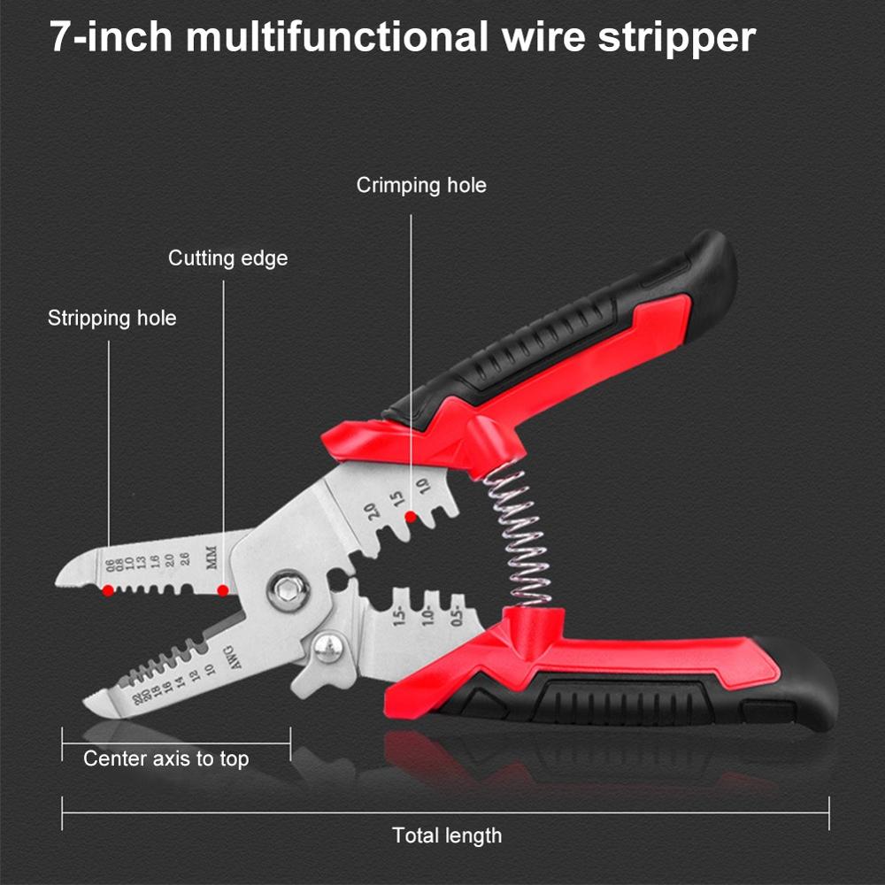 Multi tool pliers Crimping Pliers wire stripper Multi functional Snap Ring Terminals Crimpper Electrician Shears Stainless Steel: C