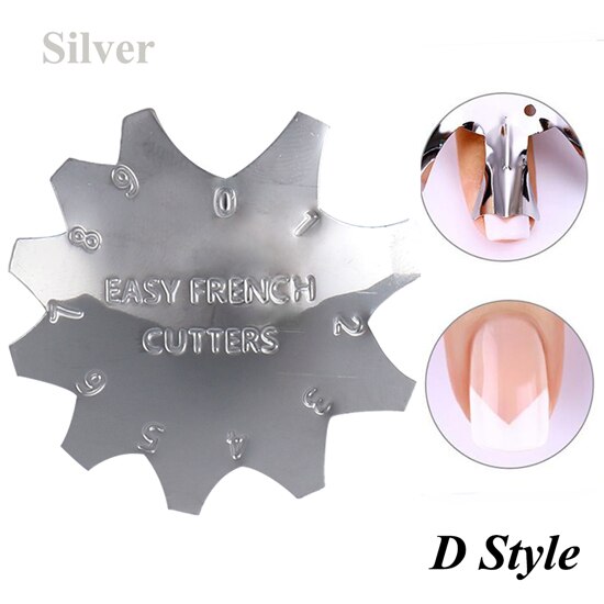 Facile français sourire Cutter ligne Nail Art bord métal tondeuses pochoir ongles formes Clipper manucure modèle outils accessoires TR1834: D Silver